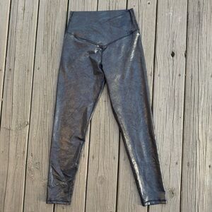 Aerie Black Textured Faux Leather Leggings